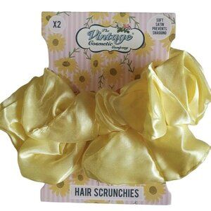 The Vintage Cosmetic Company Yellow Satin Hair Scrunchies 2-Pack